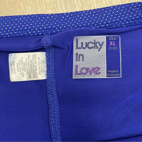 Lucky in Love Royal Blue with White Heart Pattern Girls Size XL - Picture 6 of 9